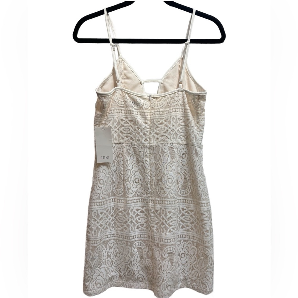 TOBI “Out for the Day” Plunging bodycon mini dress in ivory white, NWT! Size M - Picture 3 of 11